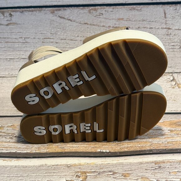 Sorel Cameron Strap Ankle Sandals Women’s 8 Beige Nude Platform NWOT - Picture 3 of 5